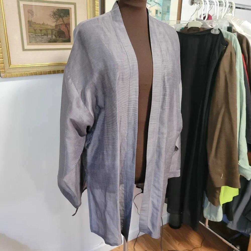Eileen Fisher Silk & Linen Lightweight Kimono Jacket Size L - Picture 2 of 7